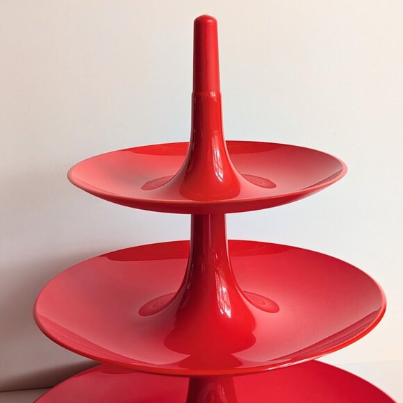 Koziol Babell Etagere Red Plastic Christmas Tree Tidbit Serving Tray 3 Tier Dish - Picture 3 of 14